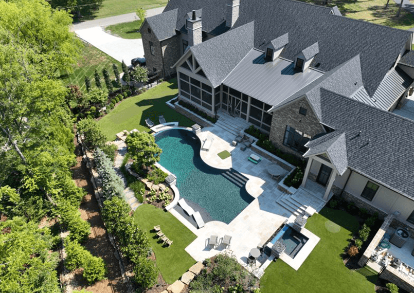image of ariel view of a backyard