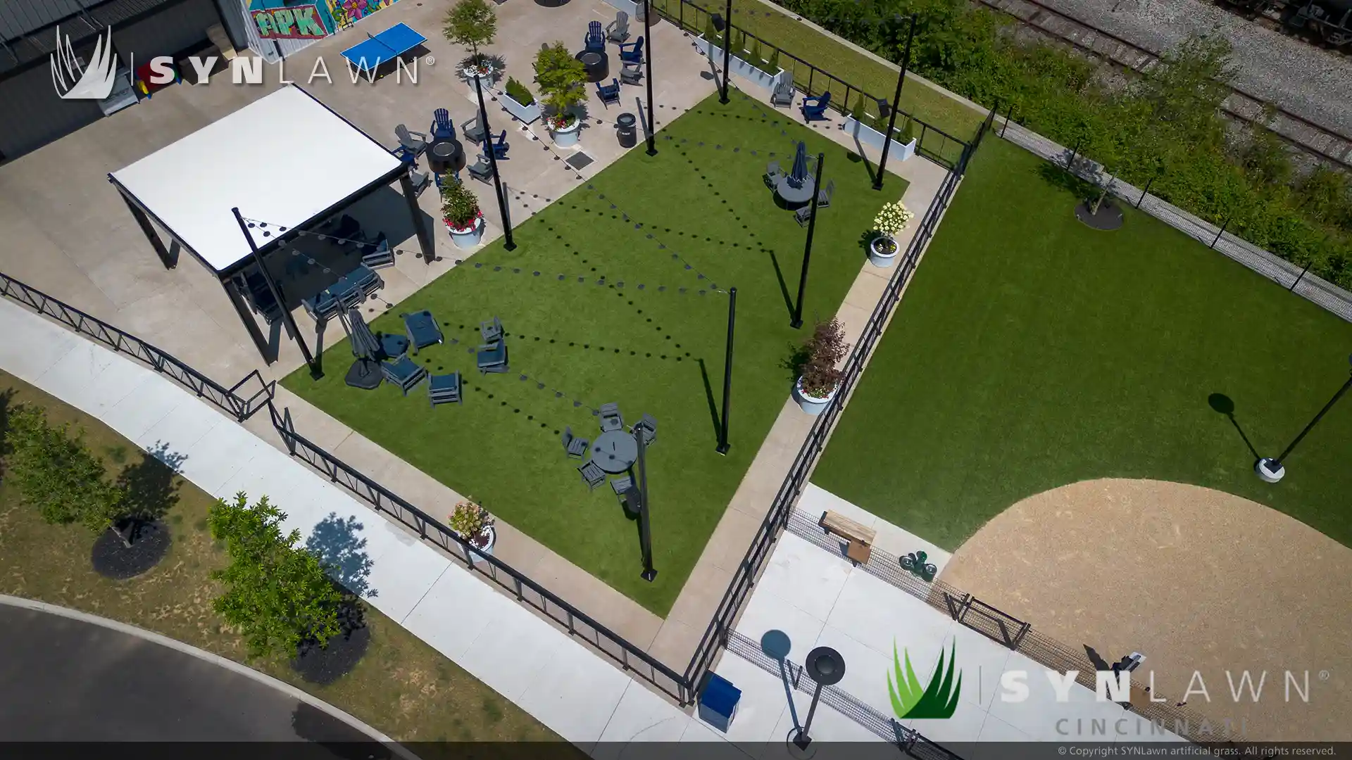 SYNLawn artificial grass at Factory 52 Cincinnati OH image of SYNLawn artificial grass at Factory 52 Cincinnati Ohio