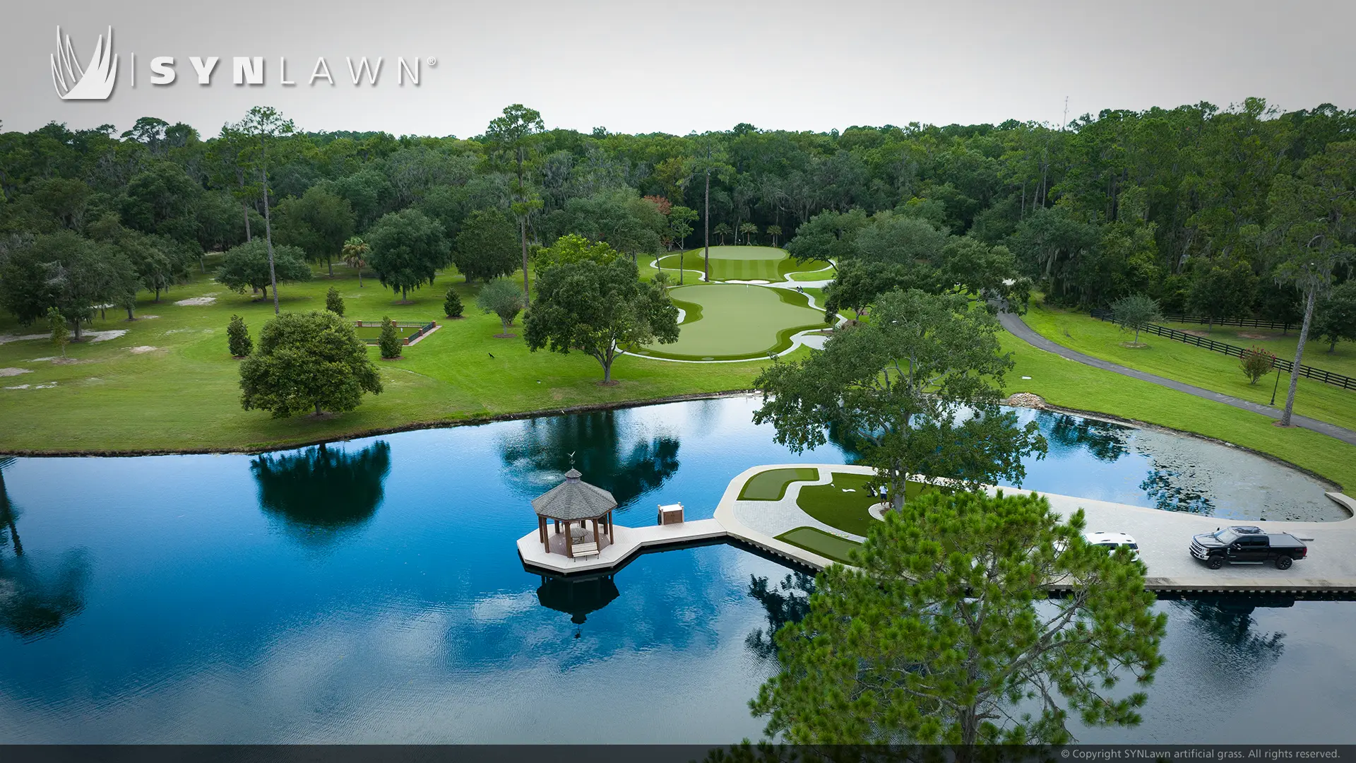 SYNLawn Golf custom putting green at Deer Creek Jacksonville FL aerial view Image of SYNLawn Golf custom putting green at Deer Creek Jacksonville FL aerial view