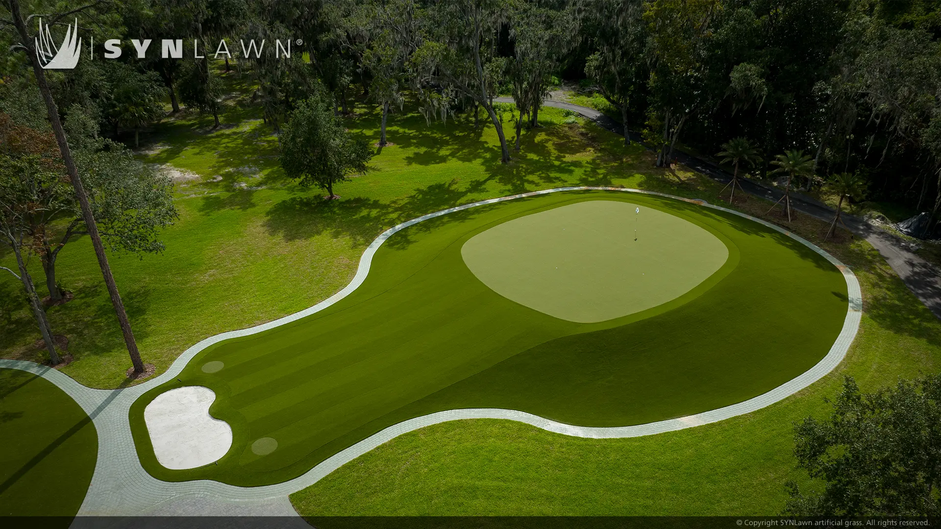 SYNLawn Golf custom putting green at Deer Creek Jacksonville FL aerial view Image of SYNLawn Golf custom putting green at Deer Creek Jacksonville FL aerial view