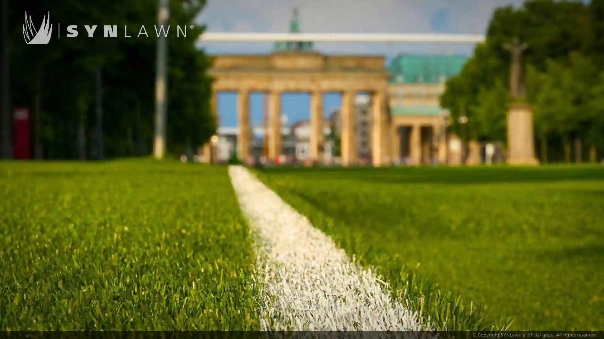 SYNLawn artificial grass event turf at the Brandenburg Gate Berlin for the EUFA Euro 2024 Premier Championship Tournament image of SYNLawn artificial grass event turf at the Brandenburg Gate Berlin for the EUFA Euro 2024 Premier Championship Tournament