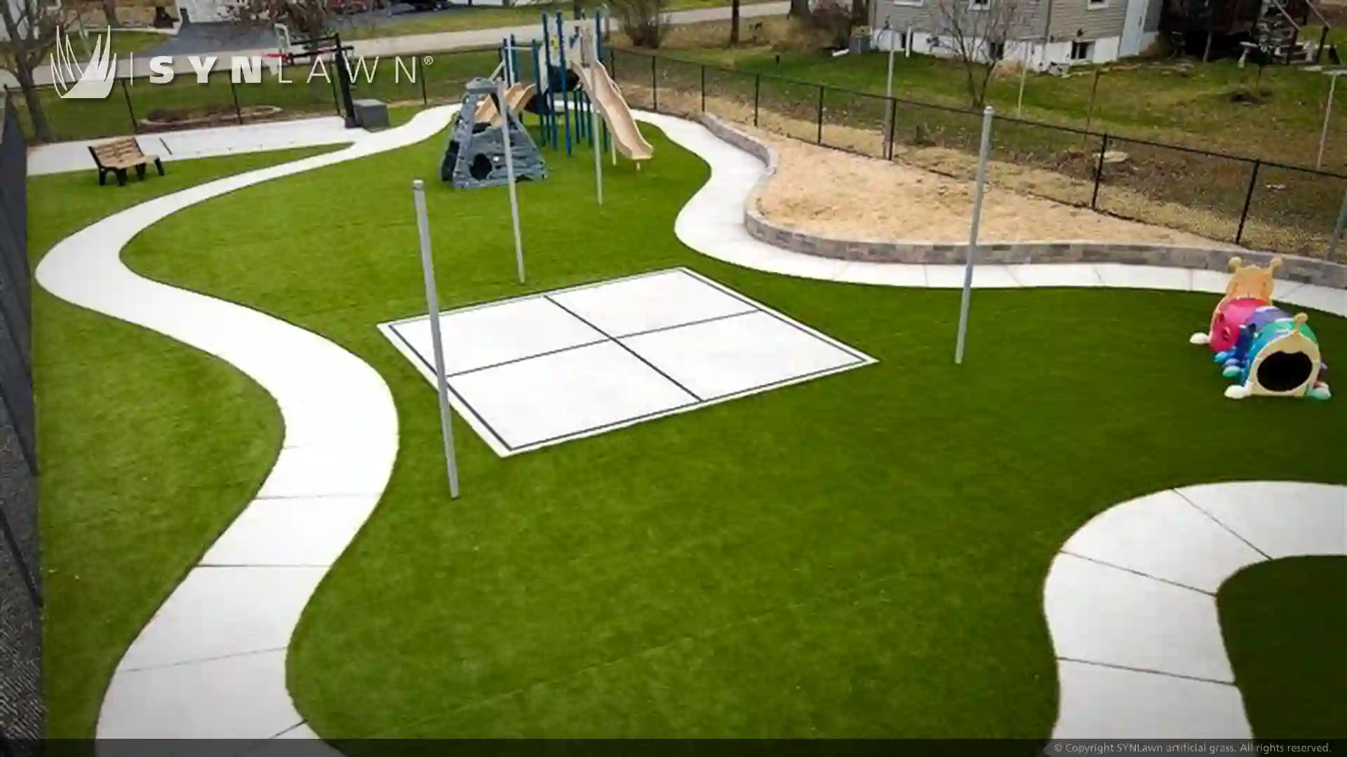 SYNLawn artificial grass at Saint Paul Child Care Center Wisconsin Day Care Playground image of SYNLawn artificial grass at Saint Paul child care center Wisconsin day care playground