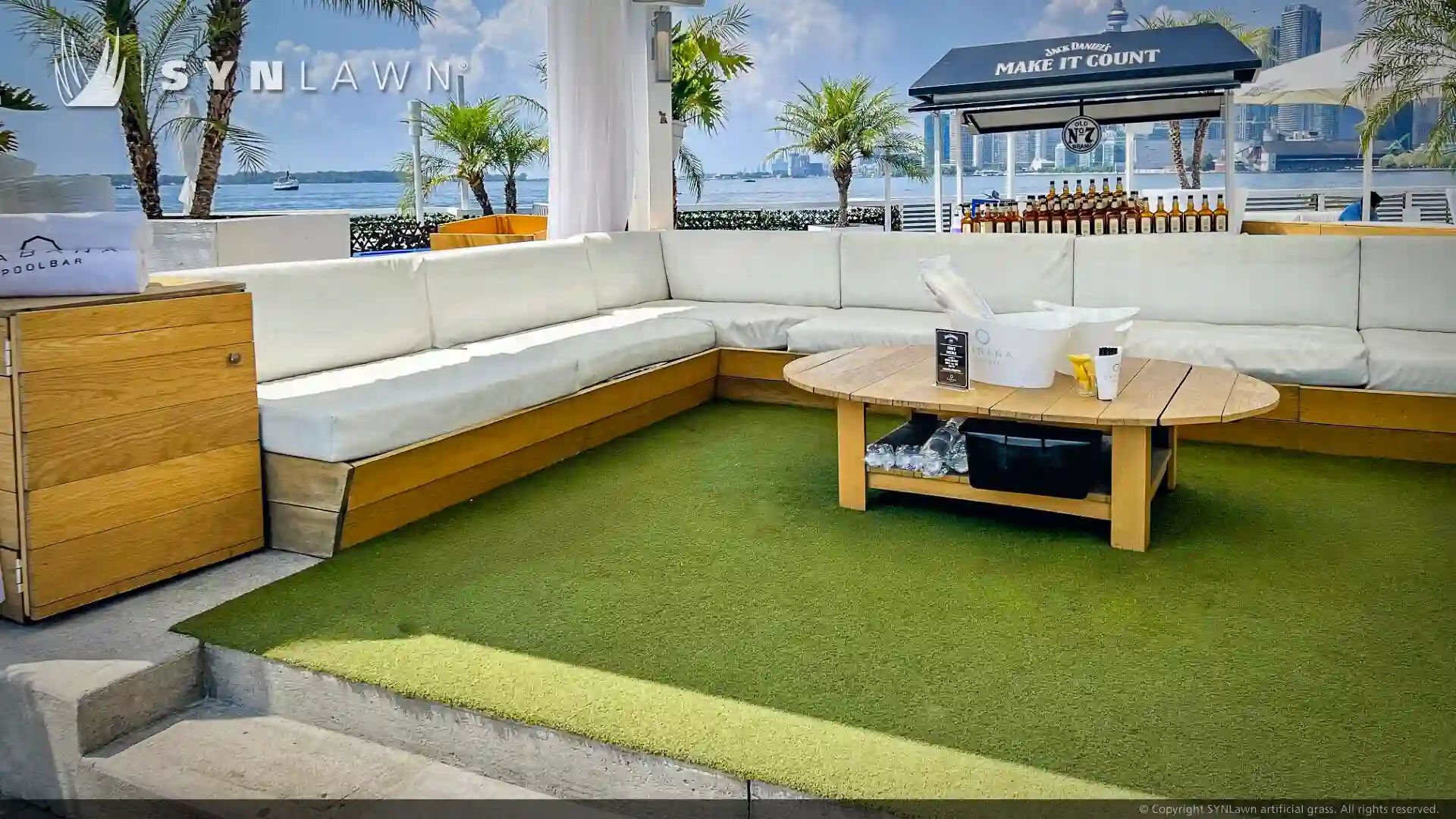 SYNLawn artificial grass at the Cabana Pool Bar in Toronto Ontario image of synlawn artificial grass at cabana pool bar Toronto Ontario
